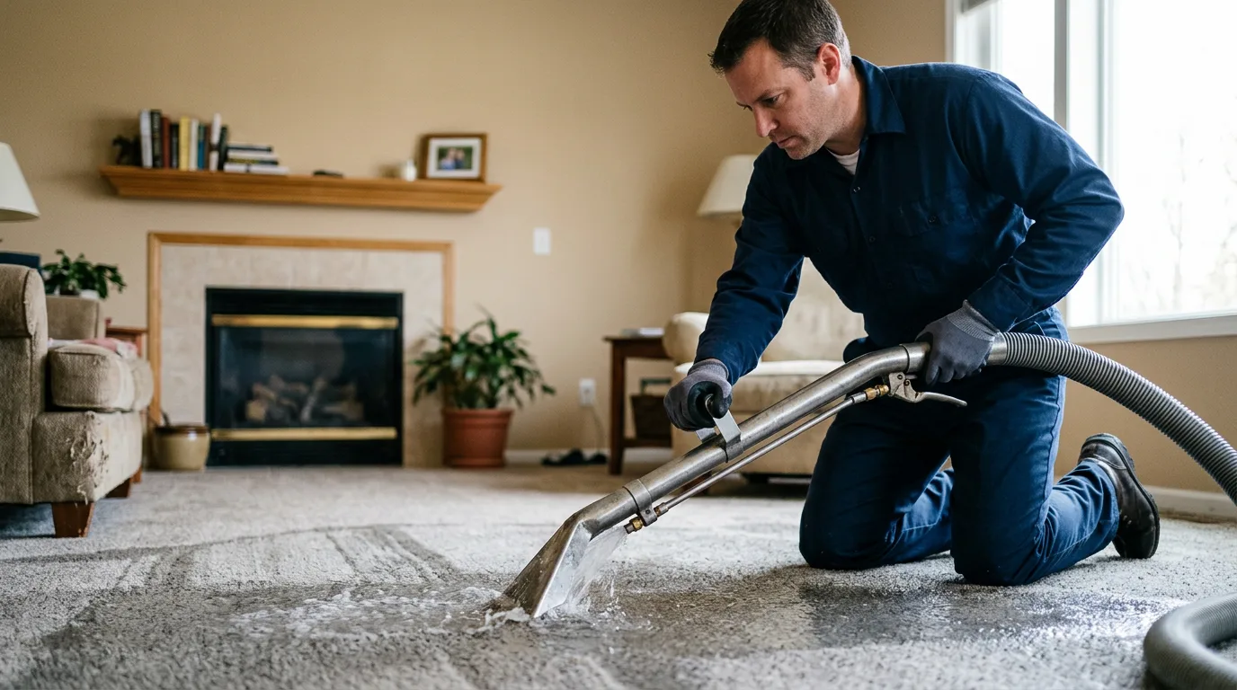 Water damage restoration technician working near Emerado, ND